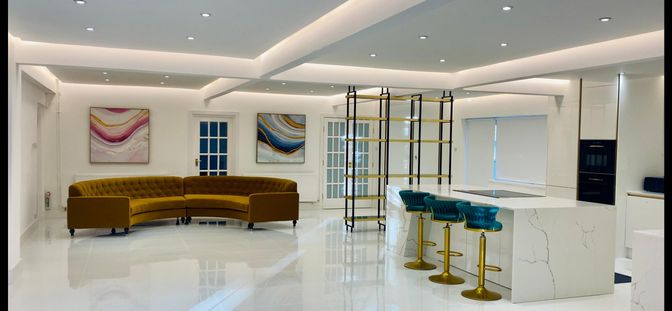Interior, Living room, Recessed Lighting