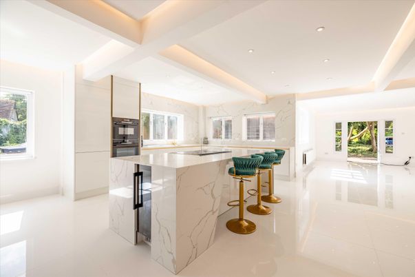 Interior, Kitchen, Marble Walls, Recessed Lighting
