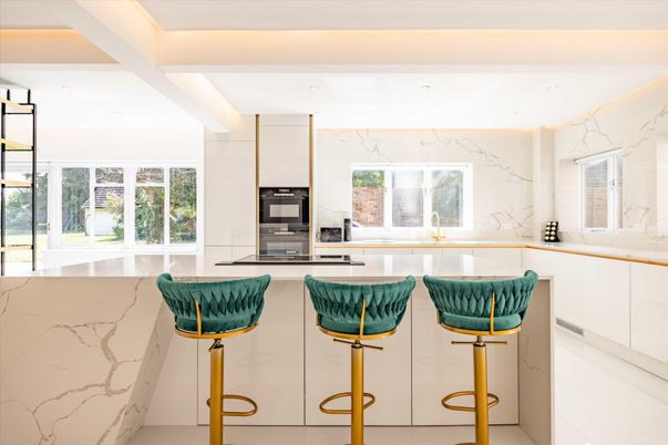 Interior, Kitchen, Marble Walls, Recessed Lighting
