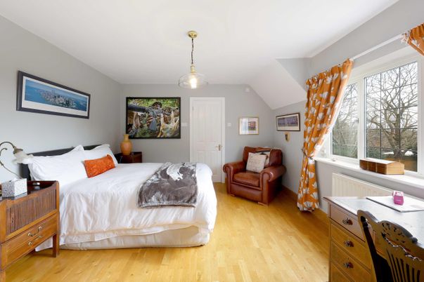 Bedroom, Interior, Pendant Lights, Wood Texture Flooring