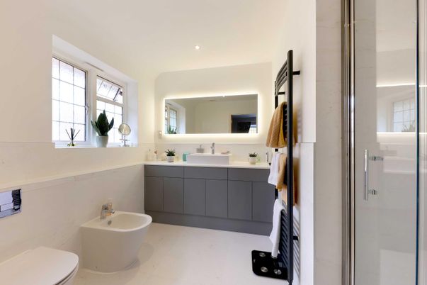 Bathroom, Dual Sink Vanities, Free Standing Baths, Glass Shower, Interior, Recessed Lighting