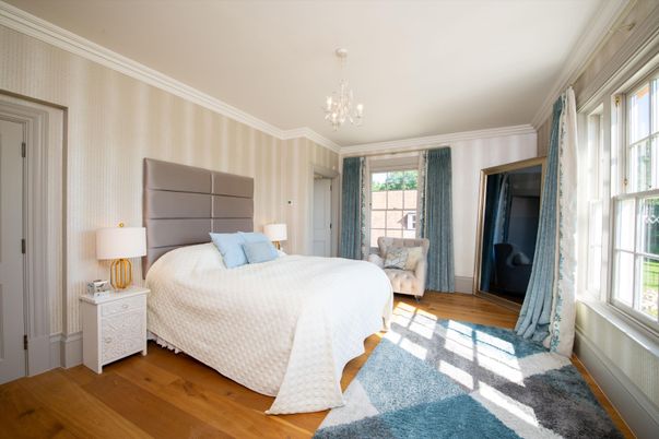 Bedroom, Chandelier, Interior, Wood Texture Flooring