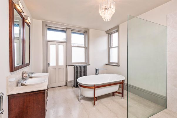 Bathroom, Chandelier, Dual Sink Vanities, Free Standing Baths, Interior