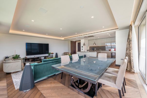 Dining room, Interior, Kitchen, Living room, Pendant Lights, Recessed Lighting, Stainless Steel Appliances, Wood Texture Flooring