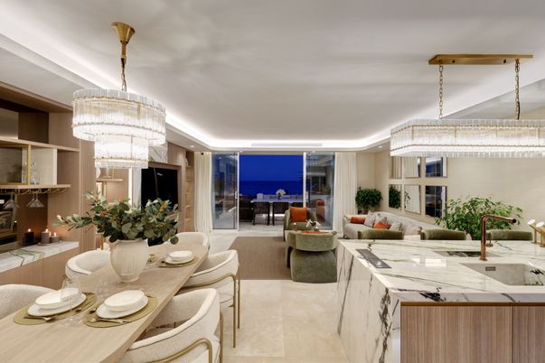 Chandelier, Dining room, Interior, Living room, Recessed Lighting