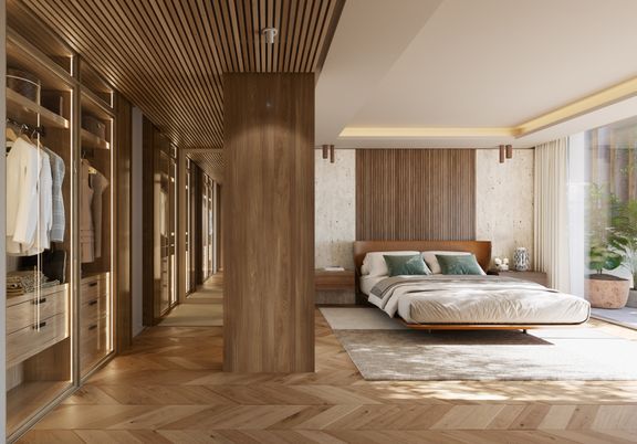 Bedroom, Interior, Wood Texture Flooring