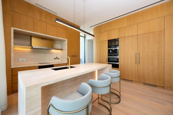 Interior, Kitchen, Pendant Lights, Wood Texture Flooring
