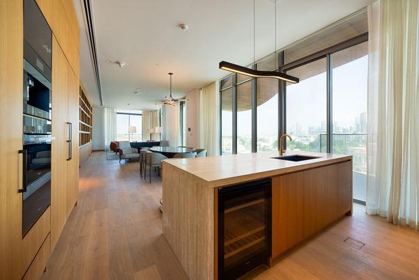Dining room, Interior, Kitchen, Pendant Lights, Recessed Lighting, Wood Texture Flooring