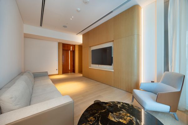 Interior, Recessed Lighting, Wood Texture Flooring, Wooden Walls
