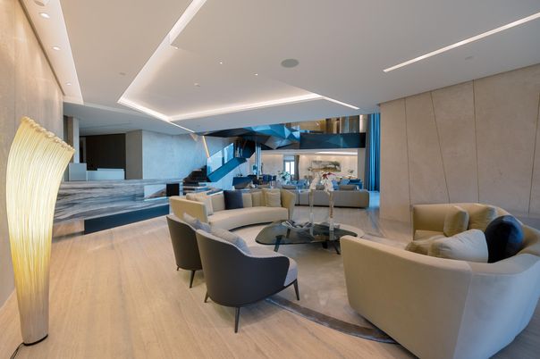 Interior, Living room, Recessed Lighting, Wood Texture Flooring