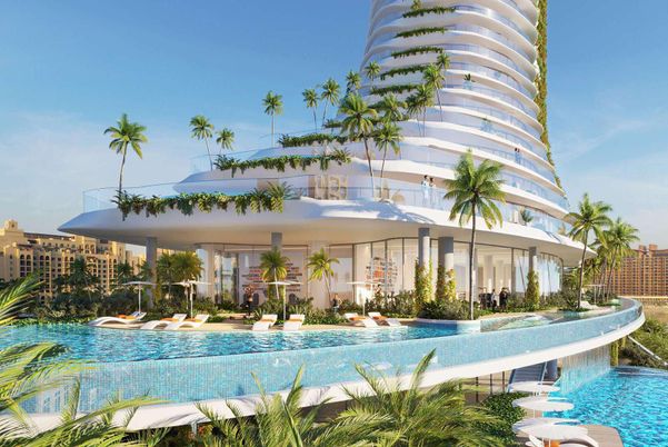Exterior, Facade, Pool, Condo Building