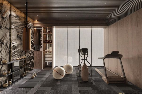 Fitness Equipment, Interior, Recessed Lighting, Stone Walls