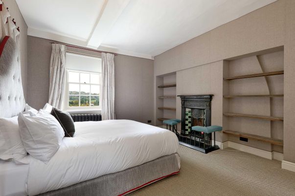 Bedroom, Fireplace, Interior