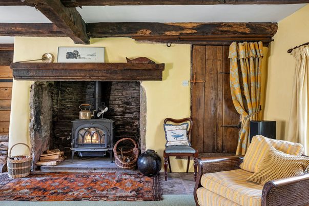 Fireplace, Interior, Wooden Beams