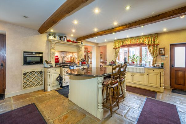 Interior, Kitchen, Recessed Lighting, Wooden Beams