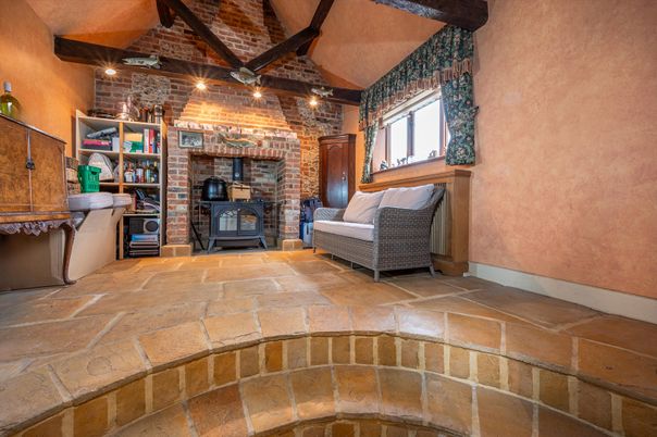 Interior, Stone Walls, Wooden Beams