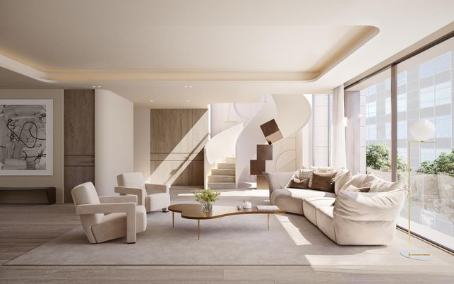 Interior, Living room, Recessed Lighting, Wood Texture Flooring