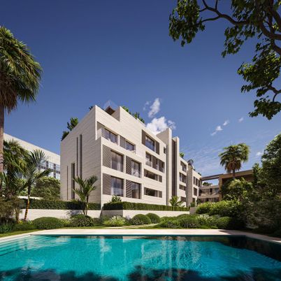Exterior, Facade, Pool, Condo Building