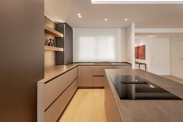 Interior, Kitchen, Recessed Lighting, Wood Texture Flooring