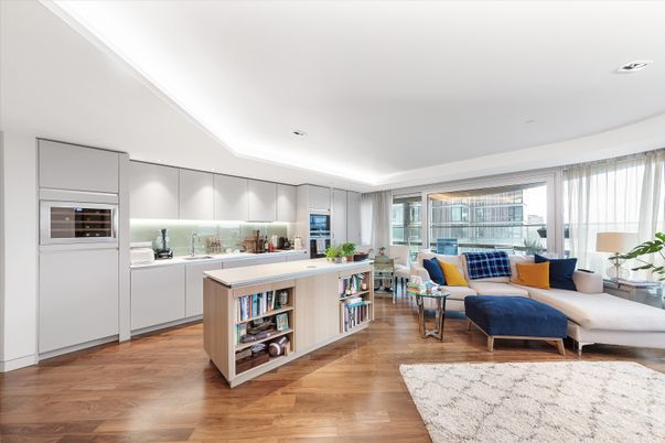 Interior, Living room, Recessed Lighting, Wood Texture Flooring