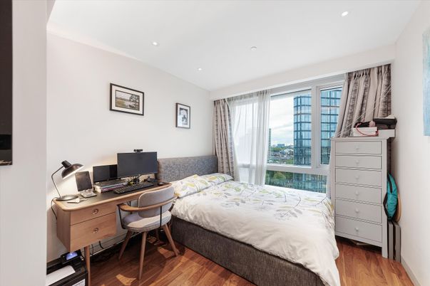 Bedroom, Home Office, Interior, Recessed Lighting, Wood Texture Flooring