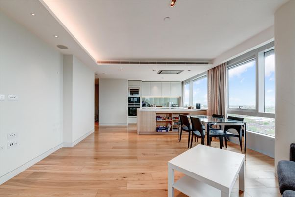 Dining room, Interior, Kitchen, Recessed Lighting, Stainless Steel Appliances, Wood Texture Flooring