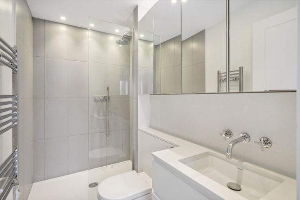 Bathroom, Glass Shower, Interior, Recessed Lighting