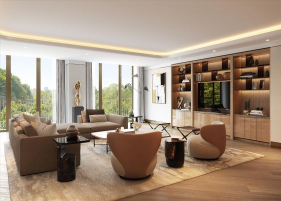 Interior, Living room, Recessed Lighting, Wood Texture Flooring