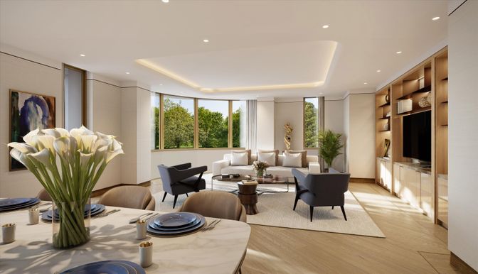Interior, Living room, Recessed Lighting, Wood Texture Flooring