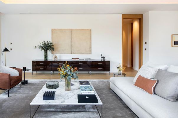 Interior, Living room, Recessed Lighting, Wood Texture Flooring