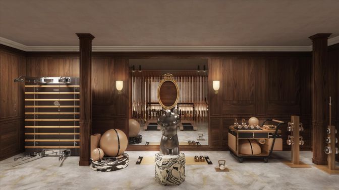 Fitness Equipment, Interior, Wood Texture Flooring, Wooden Walls
