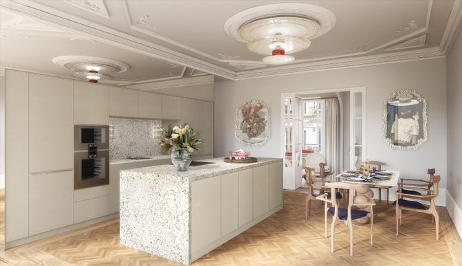 Chandelier, Dining room, Interior, Kitchen, Wood Texture Flooring