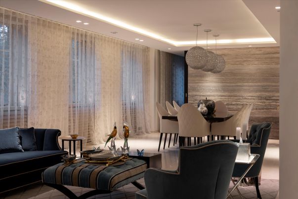 Dining room, Interior, Living room, Pendant Lights, Recessed Lighting
