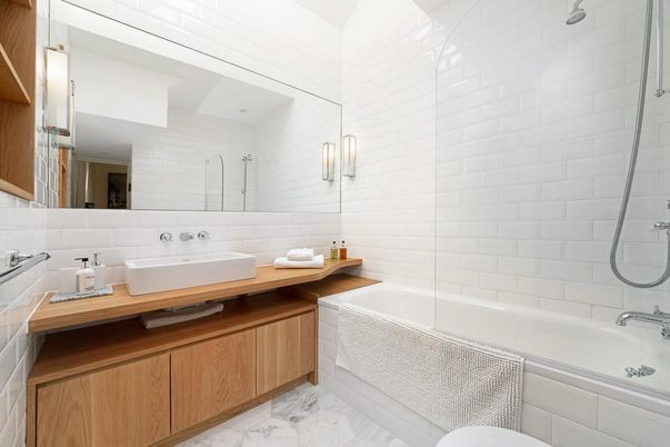 Bathroom, Dual Sink Vanities, Glass Shower, Interior