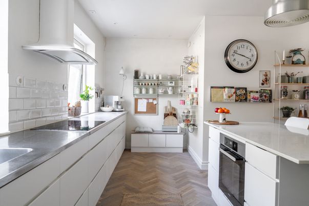 Interior, Kitchen, Recessed Lighting, Wood Texture Flooring