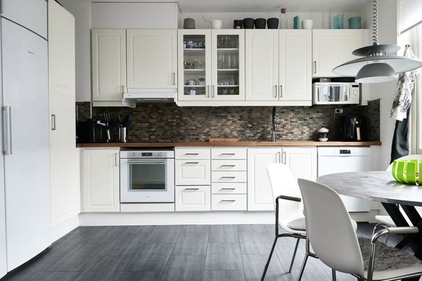 Interior, Kitchen, Wood Texture Flooring
