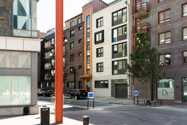 Exterior, Facade, Brick Facade, Condo Building