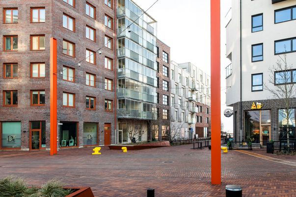 Exterior, Facade, Brick Facade, Condo Building