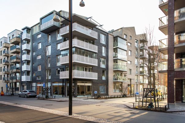 Exterior, Facade, Brick Facade, Condo Building