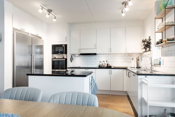 Interior, Kitchen, Stainless Steel Appliances, Wood Texture Flooring