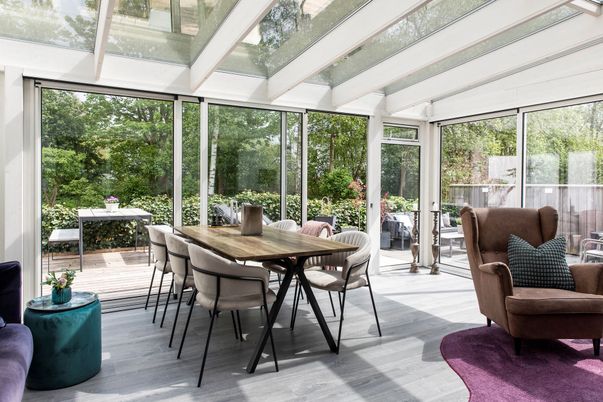 Dining room, Interior, Sun Room, Wood Texture Flooring