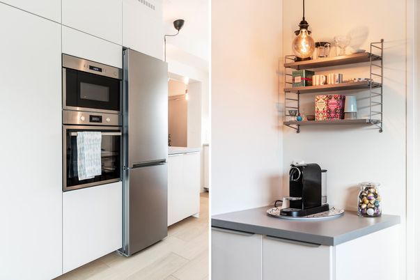 Interior, Kitchen, Pendant Lights, Stainless Steel Appliances, Wood Texture Flooring
