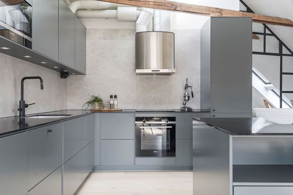 Interior, Kitchen, Stainless Steel Appliances, Wood Texture Flooring