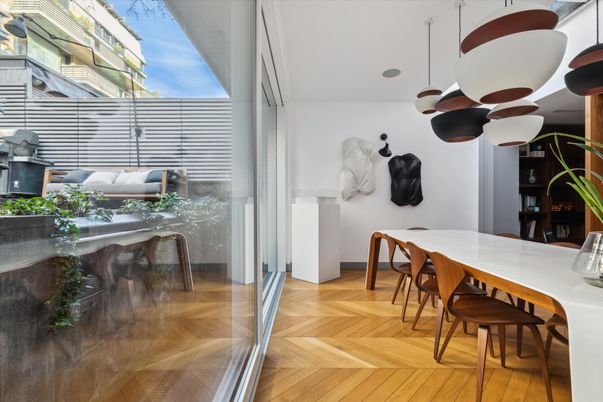 Dining room, Interior, Wood Texture Flooring