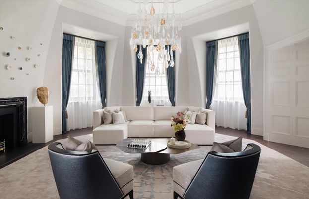 Chandelier, Fireplace, Interior, Living room