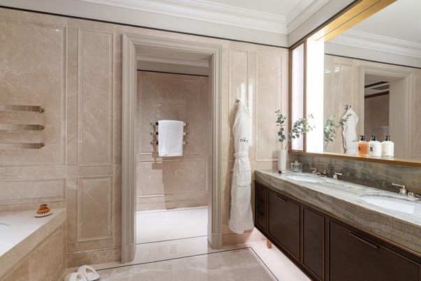 Bathroom, Dual Sink Vanities, Glass Shower, Interior