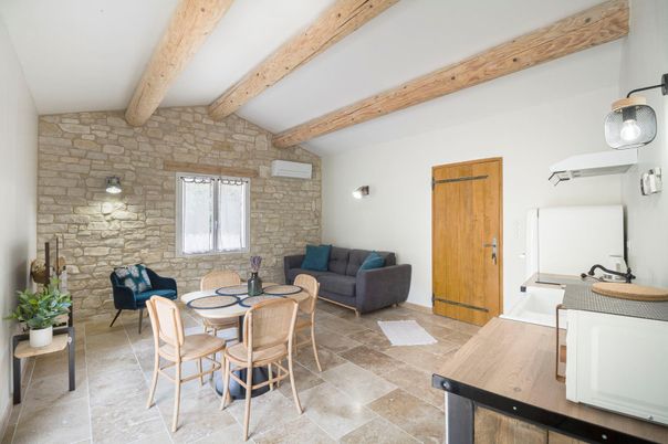 Dining room, Interior, Stone Walls, Wooden Beams