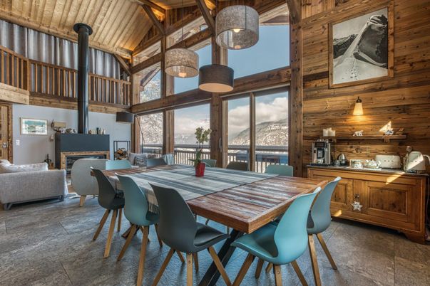 Dining room, Fireplace, Interior, Pendant Lights, Wooden Beams, Wooden Ceilings, Wooden Walls
