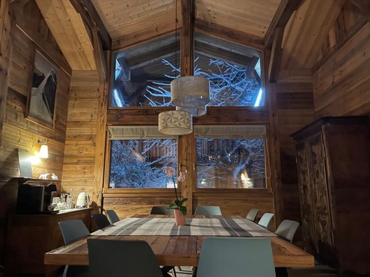 Dining room, Interior, Pendant Lights, Wooden Beams, Wooden Ceilings, Wooden Walls