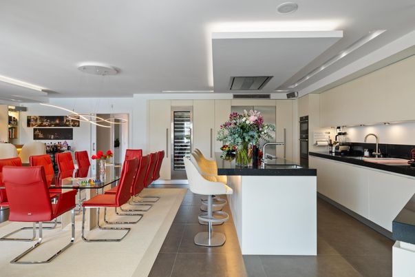 Dining room, Interior, Kitchen, Pendant Lights, Recessed Lighting